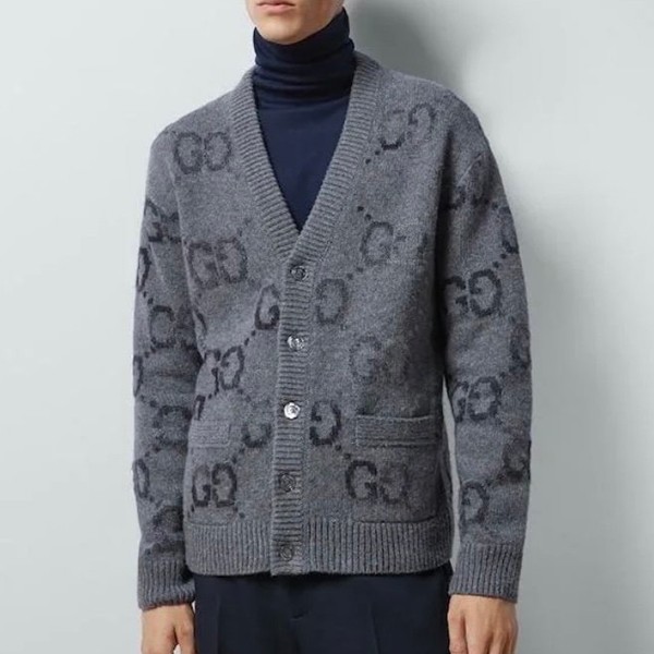Hard to find Gucci replica logo jacquard wool blend cardigan gun14495 Hard to find Gucci replica logo jacquard wool blend cardigan gun14495