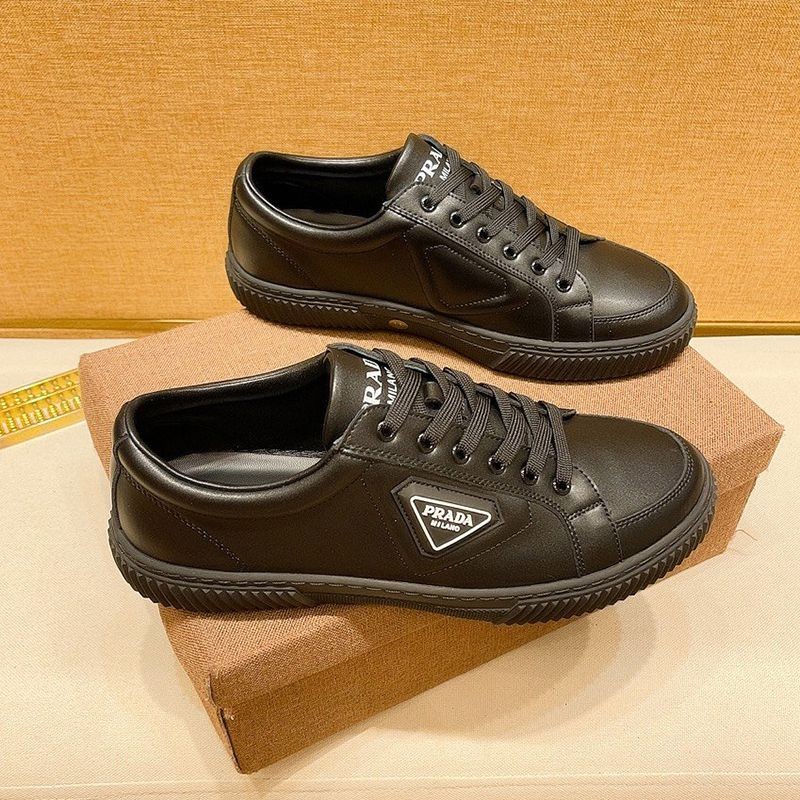 Free shipping Prada logo leather sneakers replica pue04836