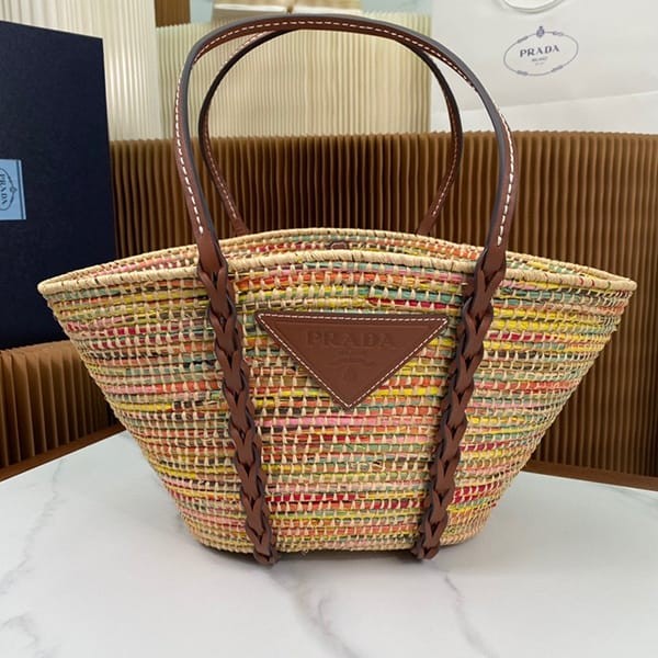 Free shipping Prada replica straw x leather tote bag basket puc10341 Free shipping Prada replica straw x leather tote bag basket puc10341