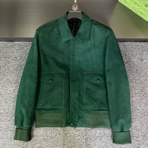 Berluti Leather Scritto Fake Bomber Jacket ber39326