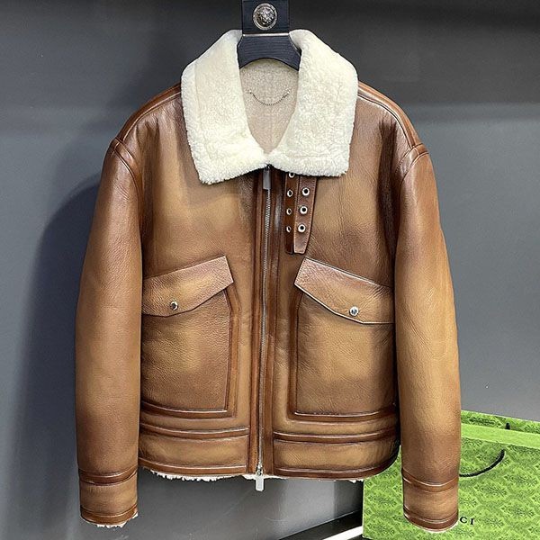 Berluti Patina Leather Jacket Replica bem04763