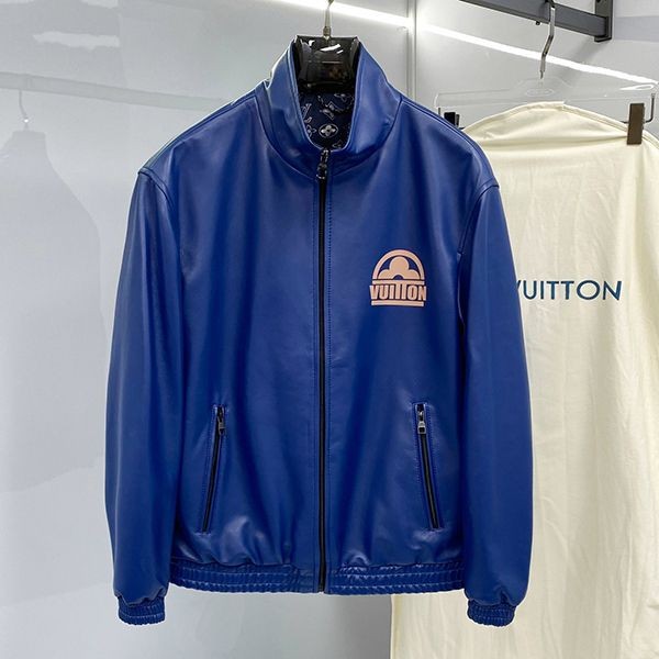 Louis Vuitton logo print fake zip leather jacket ☆ can be worn on both sides ☆ vui57771