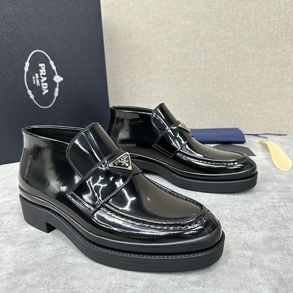★Popular in Japan! Prada Leather Lace-up Boots Fake pui04152