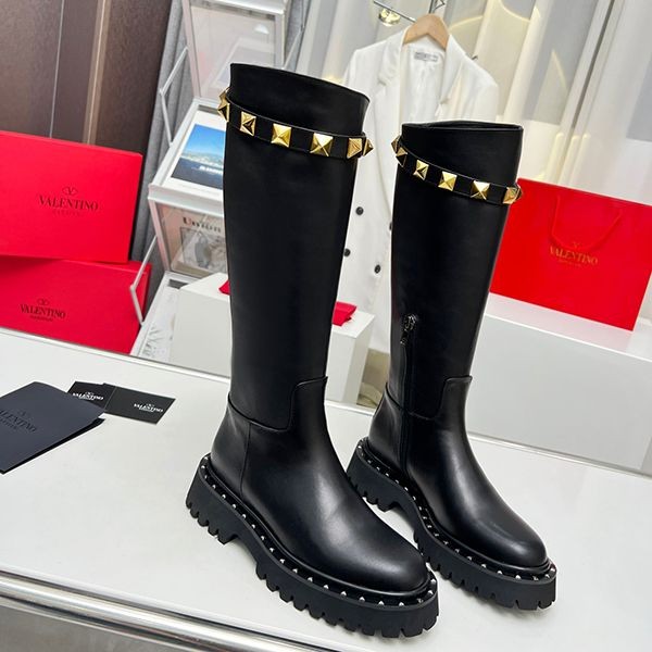 Valentino Roman Stud Boots Replica Calfskin Vur87383