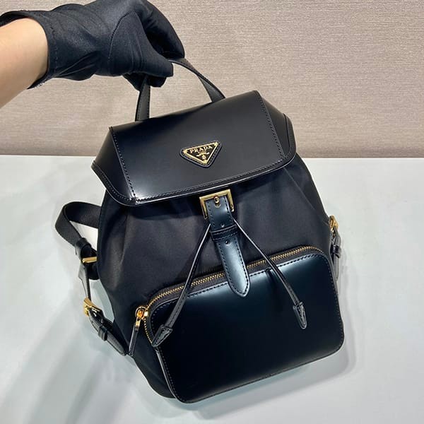 Prada Re-Nylon and Brushed Leather Backpack with Tracking Replica puc51013