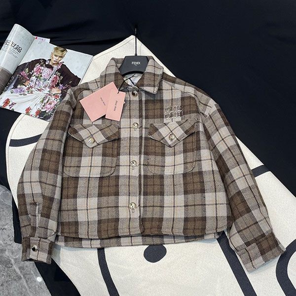 Miu Miu Check Blouson Jacket Replica ML1021 Miu Miu Check Blouson Jacket Replica ML1021