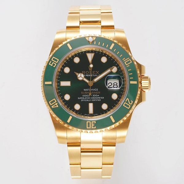 A fierce battle! Overseas limited Rolex Submariner replica ★ Date automatic winding 18K yellow gold / men's / green 16618