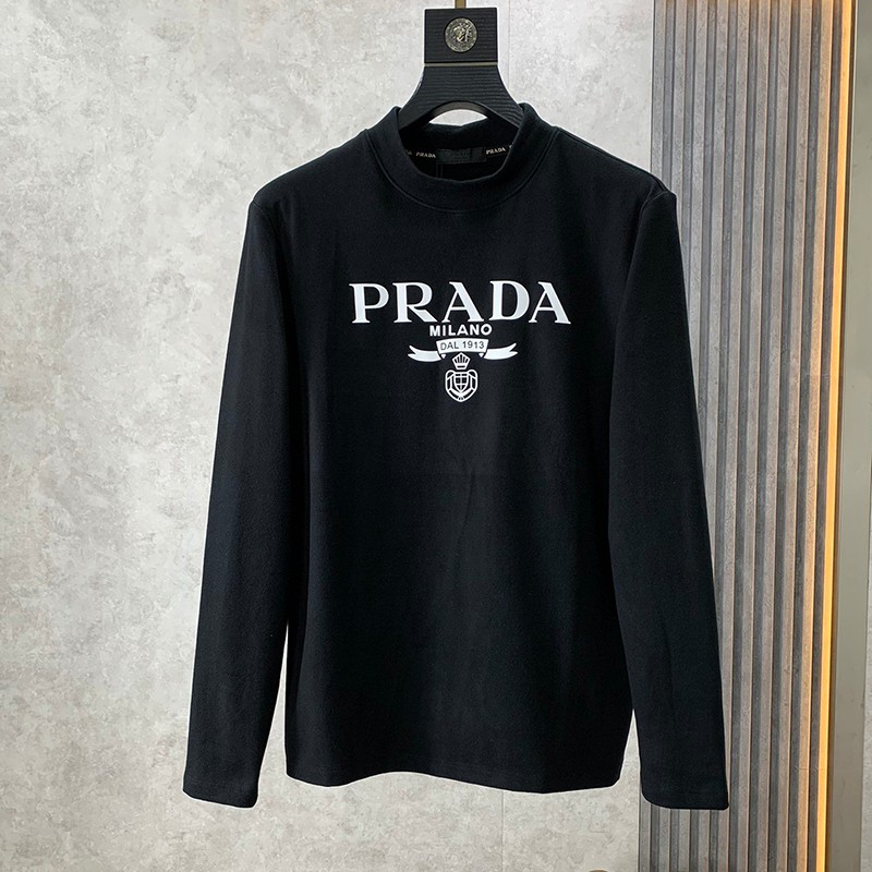 Hard to find ★ Prada sweater replica ★ Logo print jersey sweatshirt puv05808