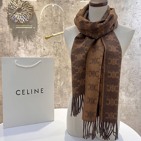 High quality???Celine Monogram Fringe Scarf Cashmere Replica Cev74894