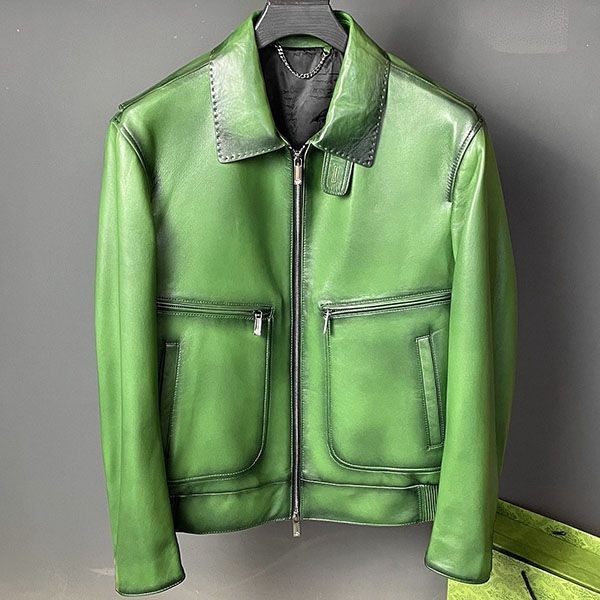 Berluti suede jacket with scritto collar beb17769