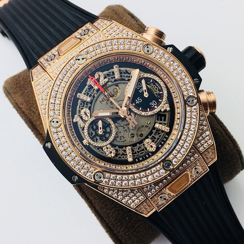 Rare Hublot Watch Replica Big Bang Diamond Gold huc61505