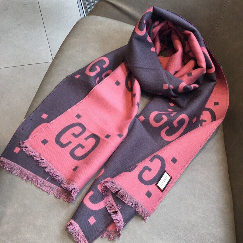 ★Popular in Japan! Gucci★GG wool lame jacquard replica scarf/muffler guq21435