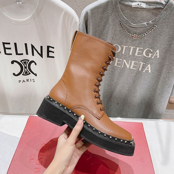 Valentino Campsite Calfskin Combat Boots Vuw95170