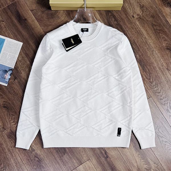 Super popular Fendi replica white wool jumper with long sleeves fef23066 Super popular Fendi replica white wool jumper with long sleeves fef23066