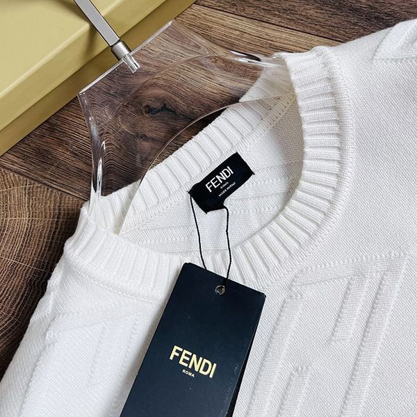 Super popular Fendi replica white wool jumper with long sleeves fef23066