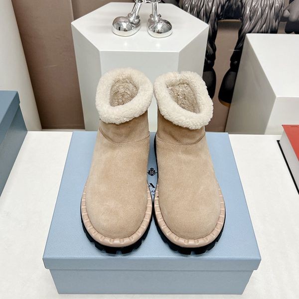 Prada logo suede ankle boots beige puq66451