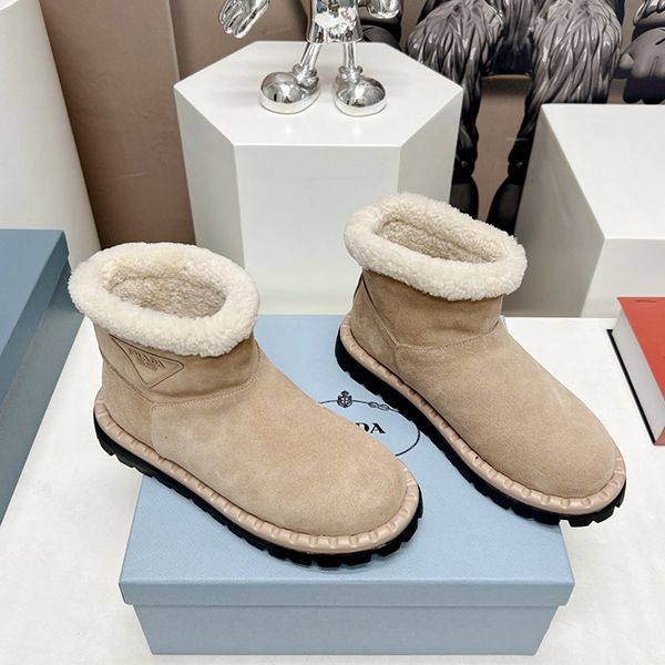 Prada logo suede ankle boots beige puq66451