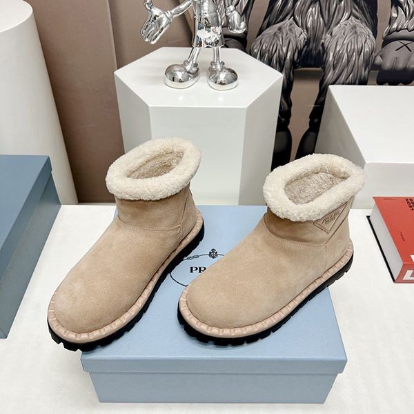 Prada logo suede ankle boots beige puq66451