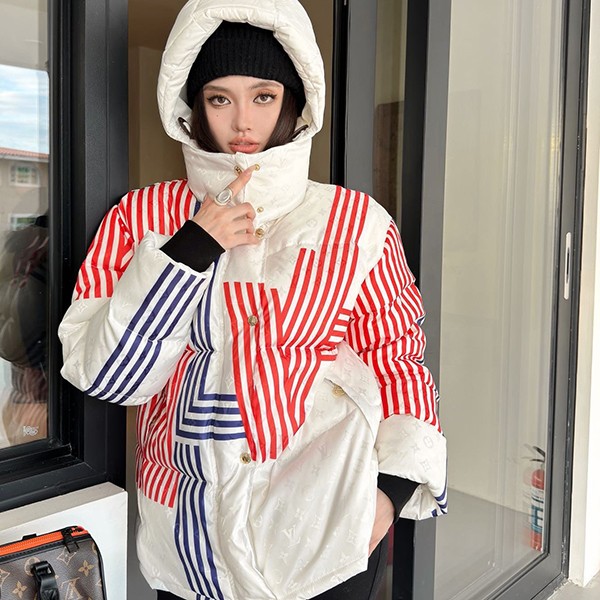 Immediate shipping Louis Vuitton replica striped puffer jacket 1AC2FW Immediate shipping Louis Vuitton replica striped puffer jacket 1AC2FW