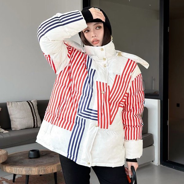 Immediate shipping Louis Vuitton replica striped puffer jacket 1AC2FW