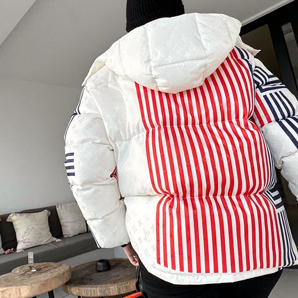 Immediate shipping Louis Vuitton replica striped puffer jacket 1AC2FW