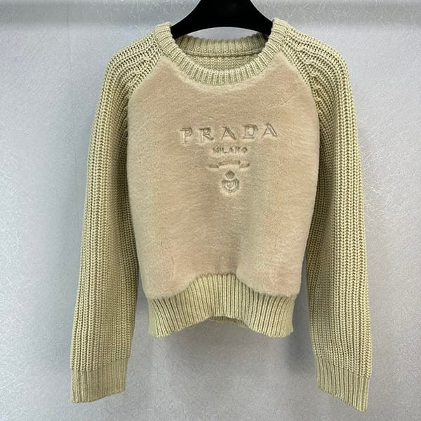 Eye-catching color Prada copy alpaca crew neck sweater put90705