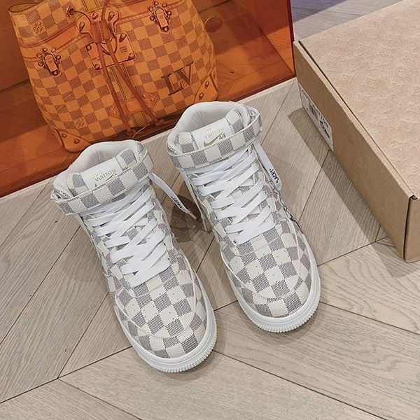 Super rare! Louis Vuitton x Nike Air Force 1 Mid By Virgil Abloh Replica White naq67249