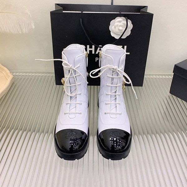 Chanel Lambskin Replica Lace-up Short Boots shi39744 Chanel Lambskin Replica Lace-up Short Boots shi39744