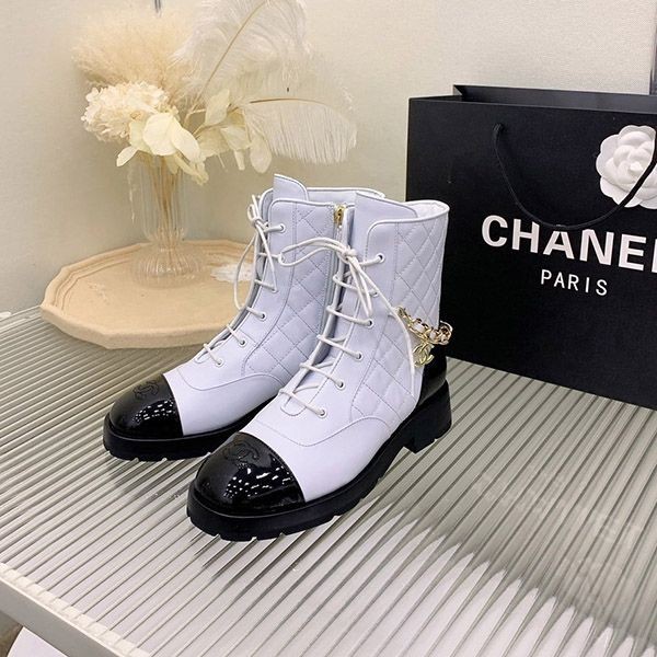 Chanel Lambskin Replica Lace-up Short Boots shi39744