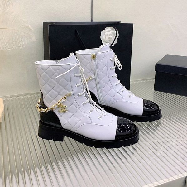 Chanel Lambskin Replica Lace-up Short Boots shi39744