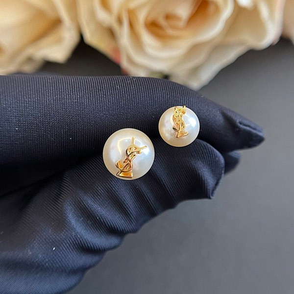 Saint Laurent Replica Monogram Logo Asymmetric Pearl Earrings 691563Y