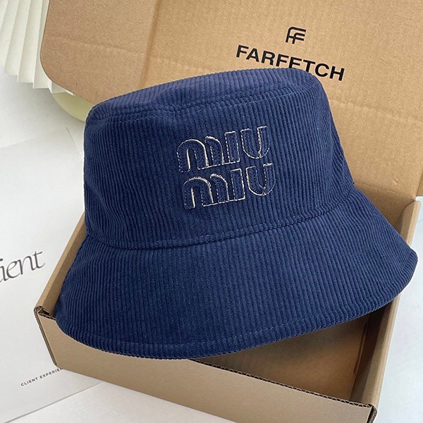 Miu Miu Logo Corduroy Simple Hat Replica myr63343