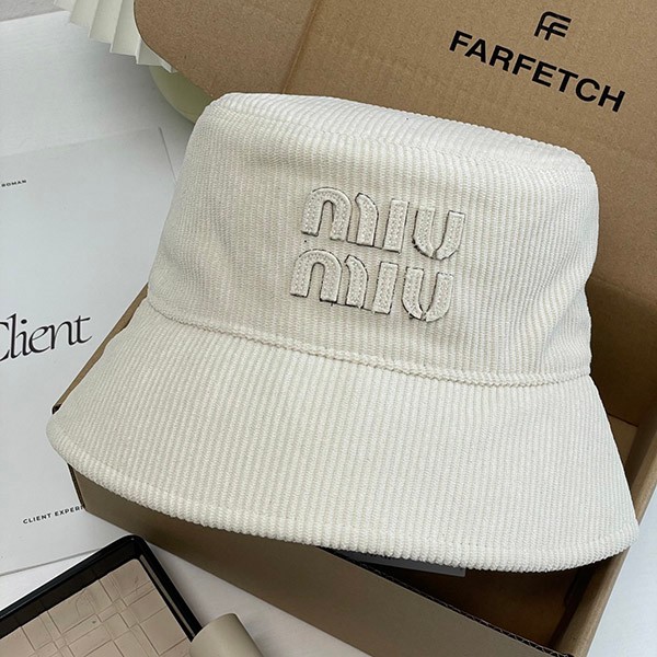 Miu Miu replica velvet bucket hat with a cute logo! myb56104