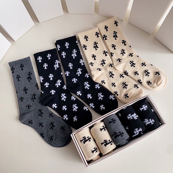 Chrome Hearts Socks Replica CH Cross Three Pairs of Socks Kuf95228