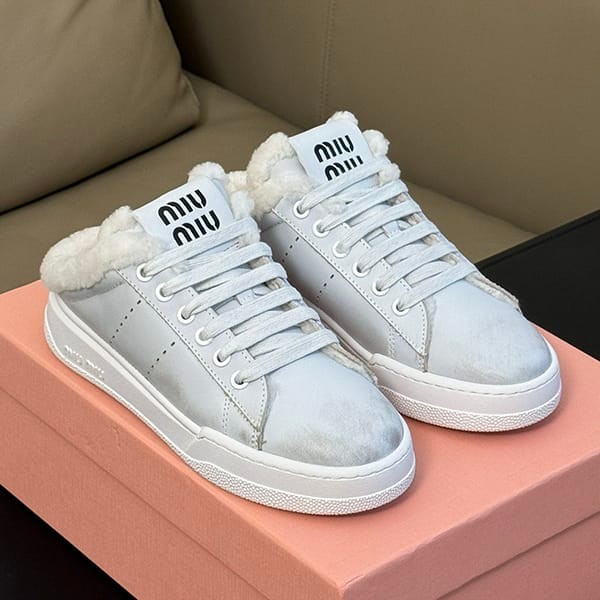 Easy to use Miu Miu fake suede sneakers with boa, calfskin and mouton myy87122