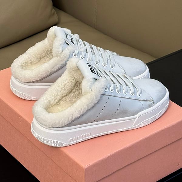 Easy to use Miu Miu fake suede sneakers with boa, calfskin and mouton myy87122