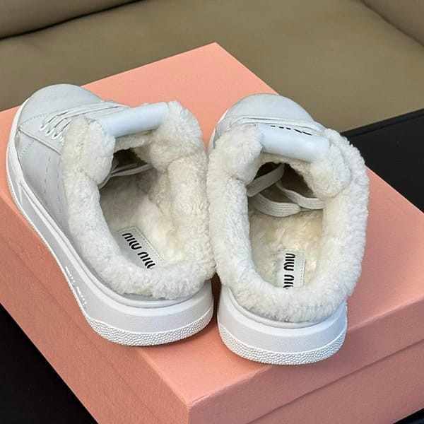 Easy to use Miu Miu fake suede sneakers with boa, calfskin and mouton myy87122