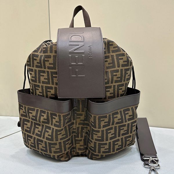 Fendi Copy Drawstring FF Fabric Small Backpack fez18545