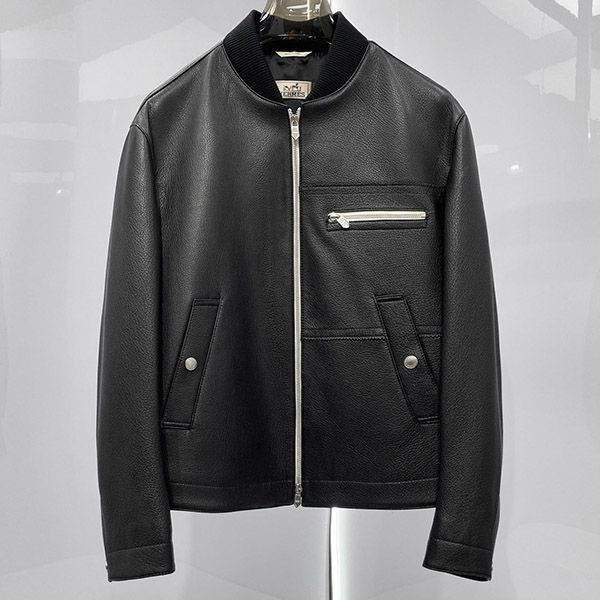 Free shipping Hermes leather boxy jacket replica erb78584