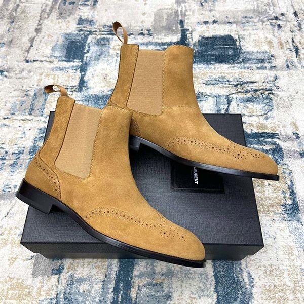 Saint Laurent Brown Suede Replica Wyatt Boots Say83638