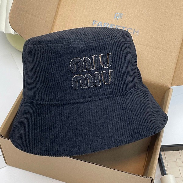 Immediate delivery Miu Miu bucket hat replica cotton logo hat myz78708
