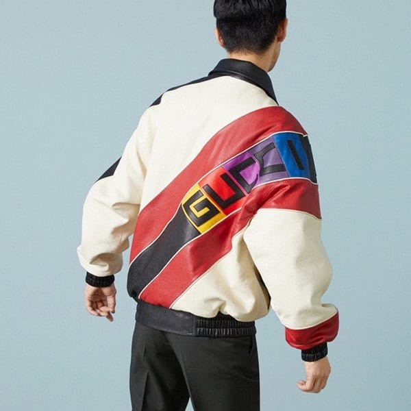 Must-have! Replica Gucci Leather Bomber Jacket with Lettering 746633 XNAYB9791