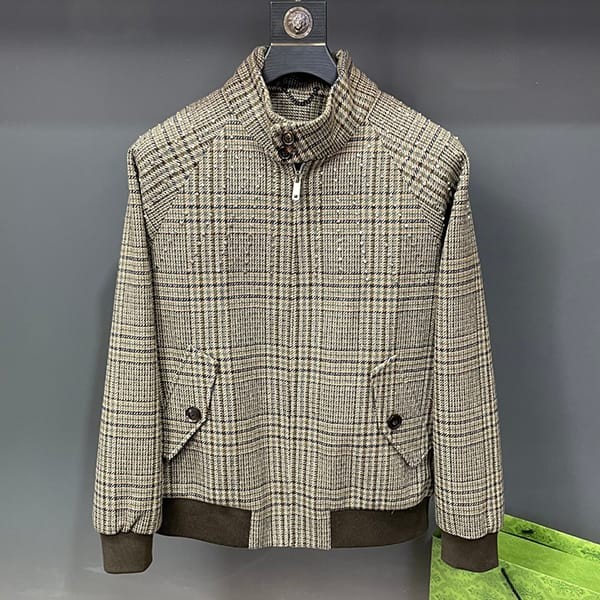 Attention ★ Celine Check Stand Collar Teddy Jacket Replica Cez07030