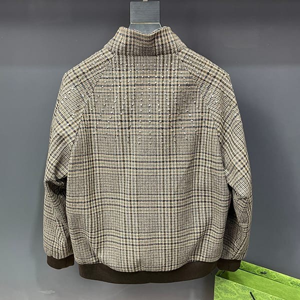 Attention ★ Celine Check Stand Collar Teddy Jacket Replica Cez07030