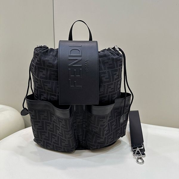 Attention ★ Fendi Replica Drawstring FF Fabric Small Backpack feb88633