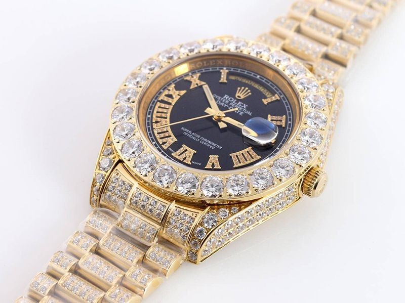 Sold out Rolex 39MM Men's Black Full Diamond Day Date roo42615