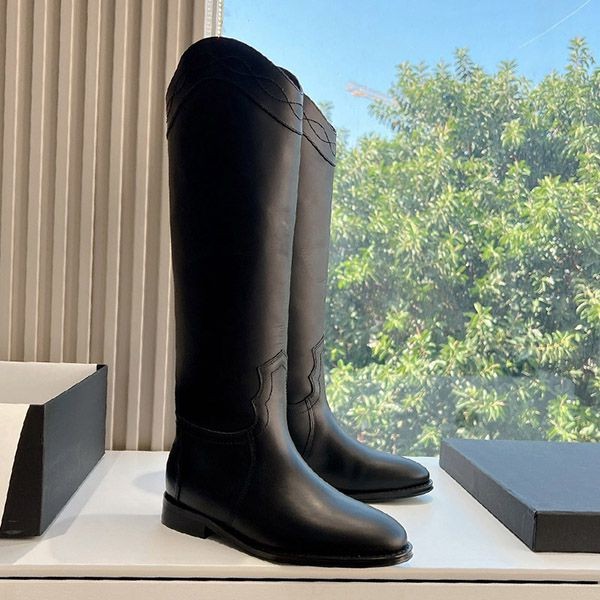 Luxury brand Saint Laurent HUNT flat leather long boots Sax45181