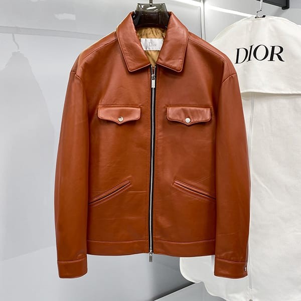 Immediate delivery Dior replica hooded leather jacket dey66666