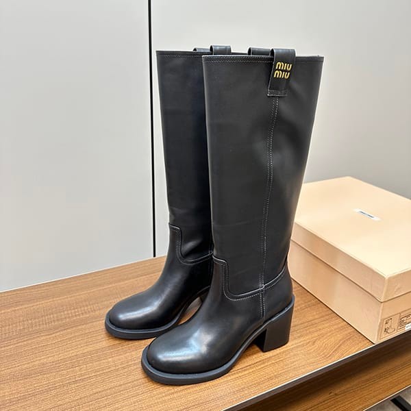 Popularity rising Miu Miu replica Fume logo leather long boots myz89992 Popularity rising Miu Miu replica Fume logo leather long boots myz89992