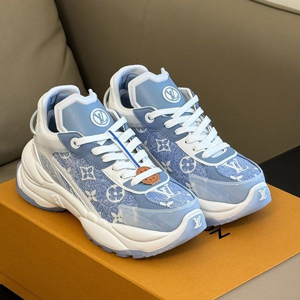 Immediate shipping Louis Vuitton sneakers "RUN 55" blue denim logo vuv73612 Immediate shipping Louis Vuitton sneakers "RUN 55" blue denim logo vuv73612